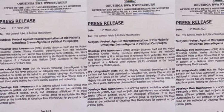 OBR Warns Winnie Kiiza, Politicians Against Using the King’s Name for Political Gains