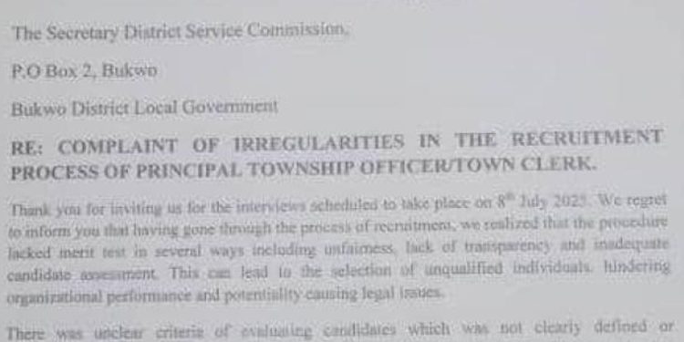 Kapnandi Town Clerk Accuses Bukwo DSC of Irregular Recruitment