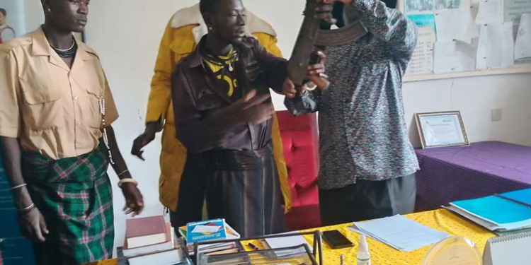 Two Handover Illegal firearms in Kotido, Ask for Government Poverty Alleviation Programs