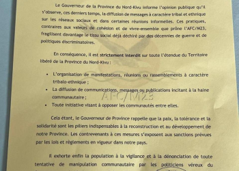 M23/AFC Rebels Ban Ethnic Gatherings in North Kivu