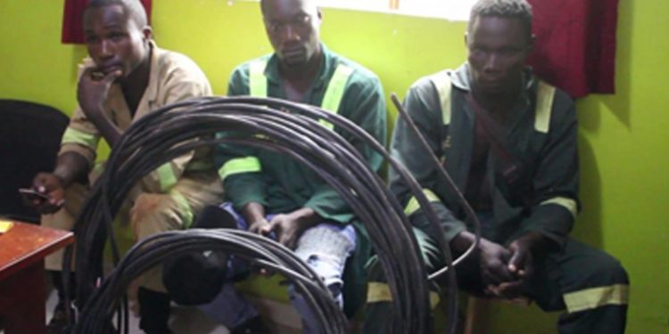 Three Men Arrested in Mukono for Stealing Electricity Wires