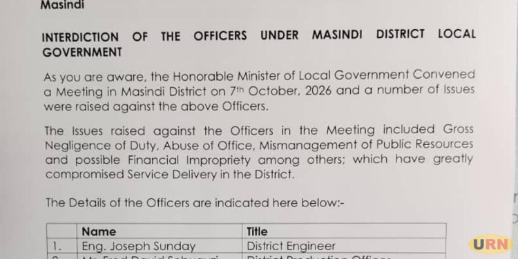 Local Government PS Orders Interdiction of Eight Masindi Officials Over Corruption Allegations