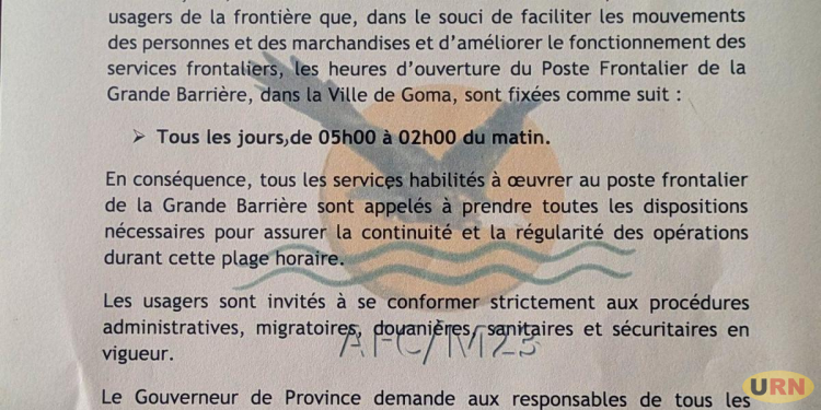 M23/AFC Rebels Extend Goma-Rubavu, Ruzizi-Bukavu Borders Operating Hours